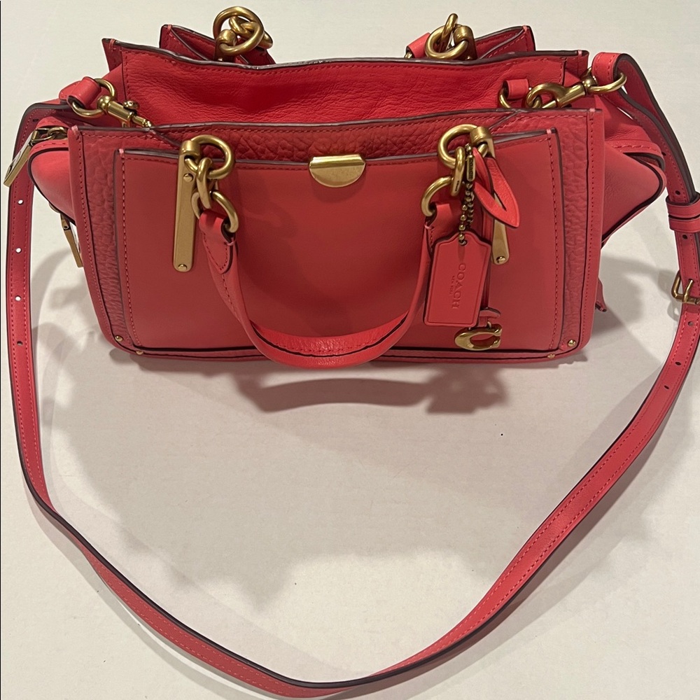 Coach 1941 Orchid Pink (Coral) Dreamer Satchel smooth & buffalo-embossed leather